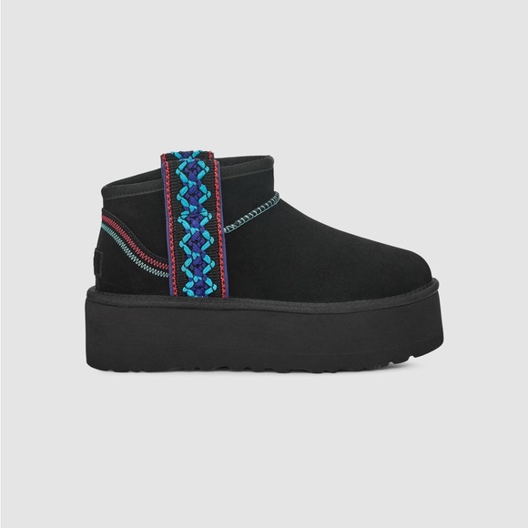 UGG Womens Classic Ultra Mini Braid Platform 1138491-BLK - Picture 2 of 3